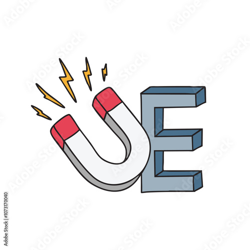 Doodle Illustration of Letter E for electromagnetic
