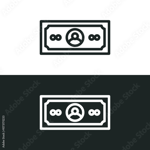 A piece of paper money icon isolated on white background. Vector illustrations are made with vector-based software, not AI generated results.