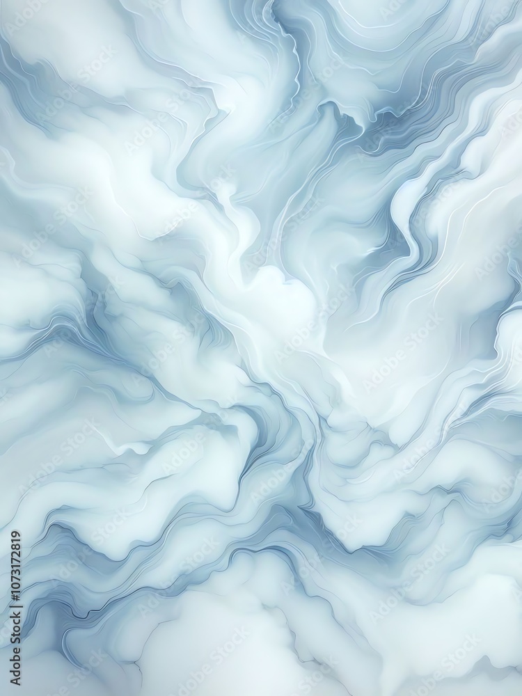 Fototapeta premium Abstract fluid art with soft blue and white swirls creating a calming effect for home decor or artistic inspiration