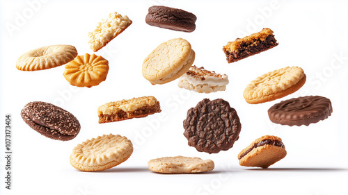 Wallpaper Mural delicious assortment of Girl Scout Cookies, flying in mid-air against a clean white background. Torontodigital.ca