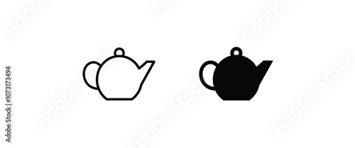 Hot drink sign. Coffee pot icon. Tea glass mug. Tea pot, kettle. Teapot icons button, vector, sign, symbol, logo, illustration, editable stroke, flat design style isolated on white linear pictogram