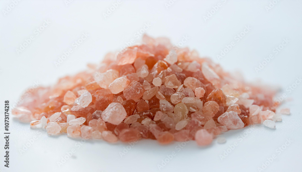 Heap of crystals Himalayan salt. Natural mineral. Isolated on white backdrop. Close-up. Heap of crystals Himalayan salt. Natural mineral. Isolated on white backdrop. Close-up.