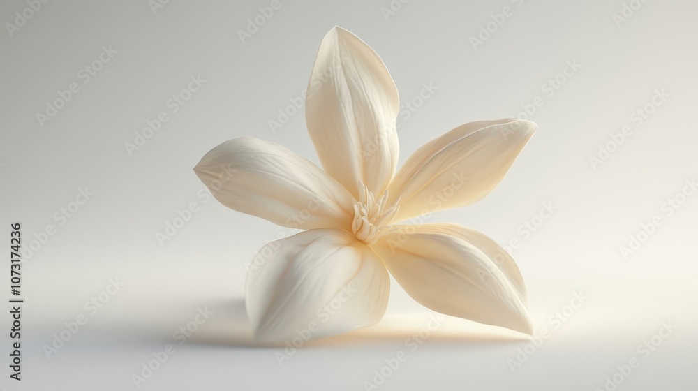 Naklejka premium Delicate white flower with soft petals on minimalist background