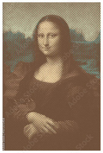 Mona Lisa vector colored halftone portrait