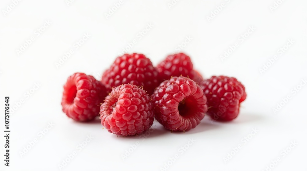 Fresh raspberries on a white background. Juicy and vibrant berry pile Fresh raspberries on a white background. Juicy and vibrant berry pile