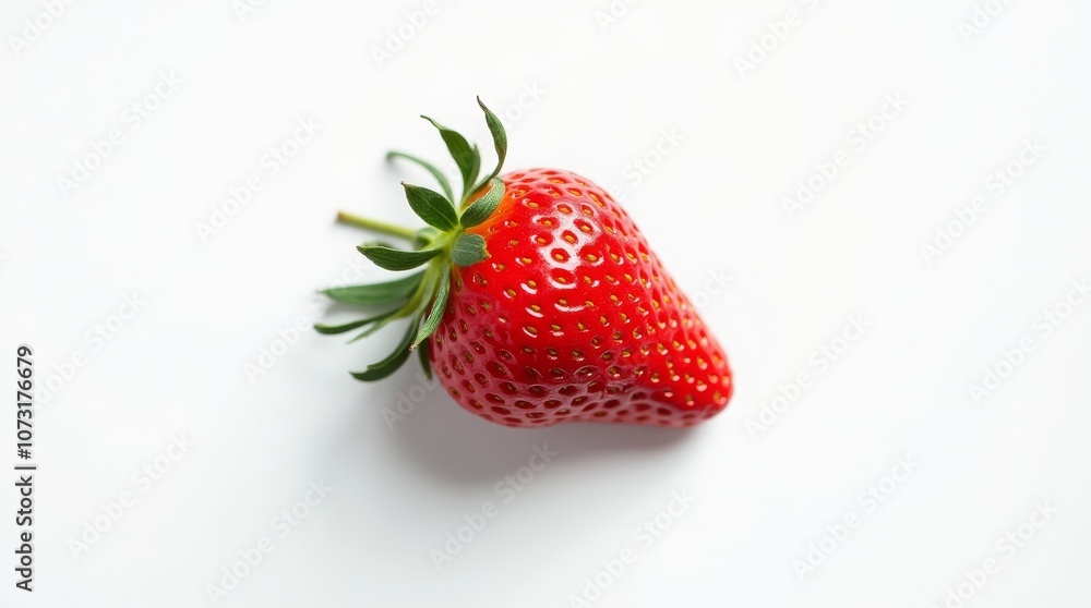 Single strawberry on a white background. Fresh and juicy fruit close-up Single strawberry on a white background. Fresh and juicy fruit close-up