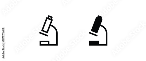 microscope line and flat icons set, editable stroke isolated on white, linear vector outline illustration, symbol logo design style Chemical structure