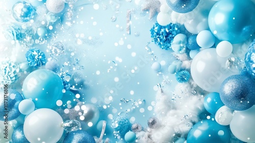 Wallpaper Mural "An eye-catching digital banner for a birthday party live stream on trending TikTok, featuring festive elements like blue balloons, generative ai Torontodigital.ca