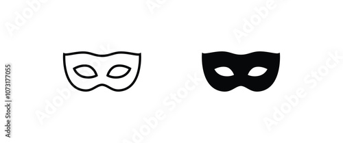 Carnival mask line and flat icons set, editable stroke isolated on white, linear vector outline illustration, symbol logo design style