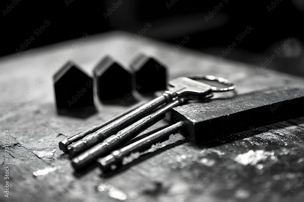 A close-up of keys and metal shapes on a workbench, suggesting craftsmanship and security. A close-up of keys and metal shapes on a workbench, suggesting craftsmanship and security.