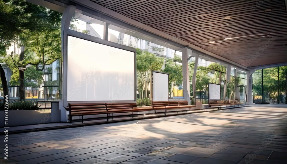 Three vacant spots in a bus terminal are depicted in this mockup. It is authentically represented in three dimensions