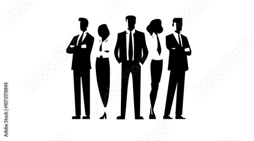 Business people silhouette standing together as a team.