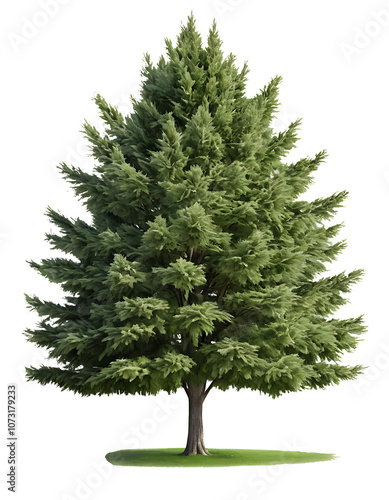Green Spruce Coniferous Tree 3D Rendering Isolated on Transparent Background
