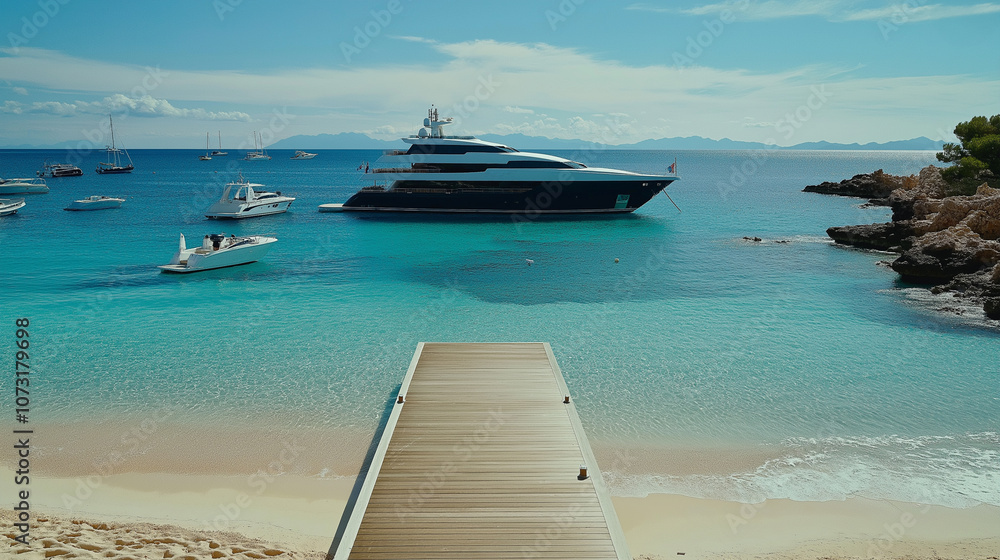 Fototapeta premium Modern Yacht on the beach