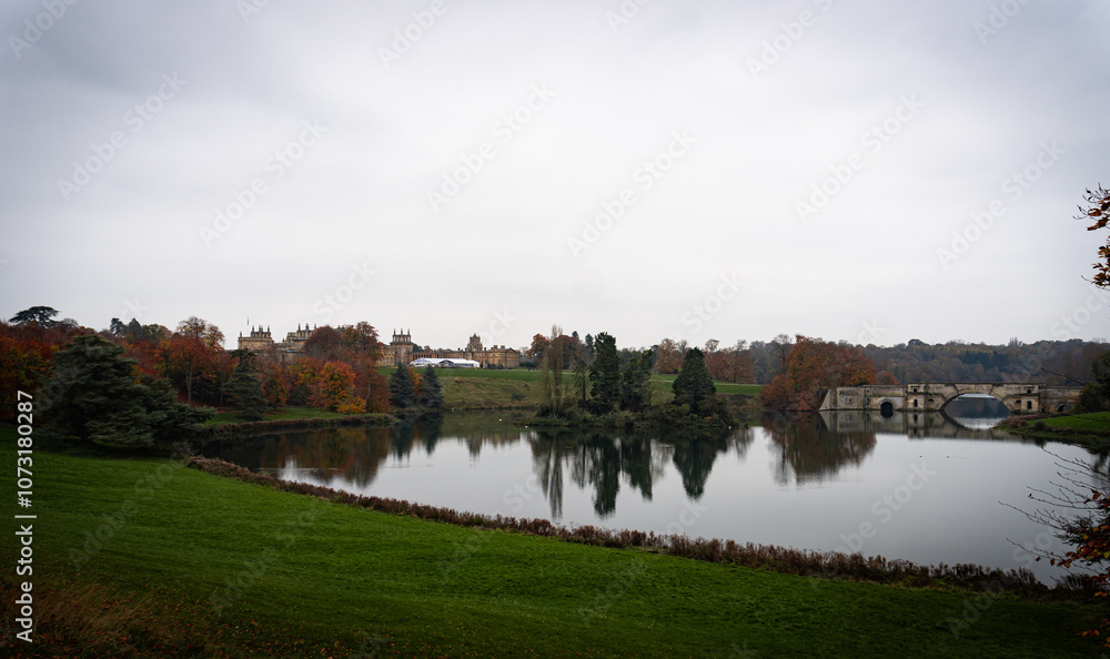 Fototapeta premium autumn landscape with lake