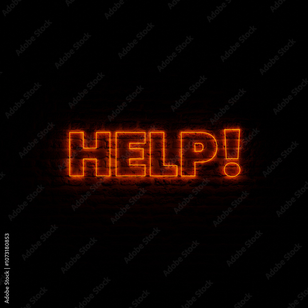 Neon Help With Dark Brick Background Neon Help With Dark Brick Background
