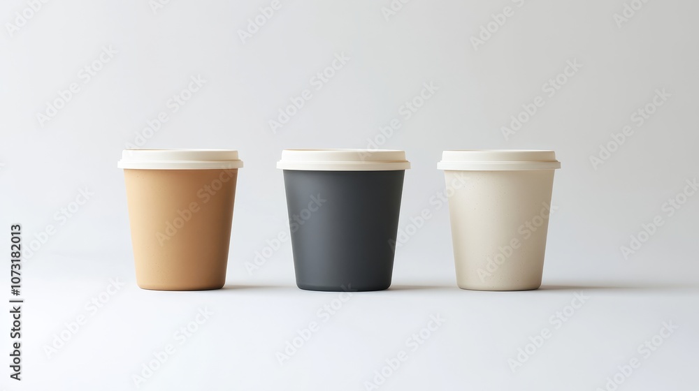 Eco-Friendly Biodegradable Containers in Minimalist Style on Plain Background Eco-Friendly Biodegradable Containers in Minimalist Style on Plain Background