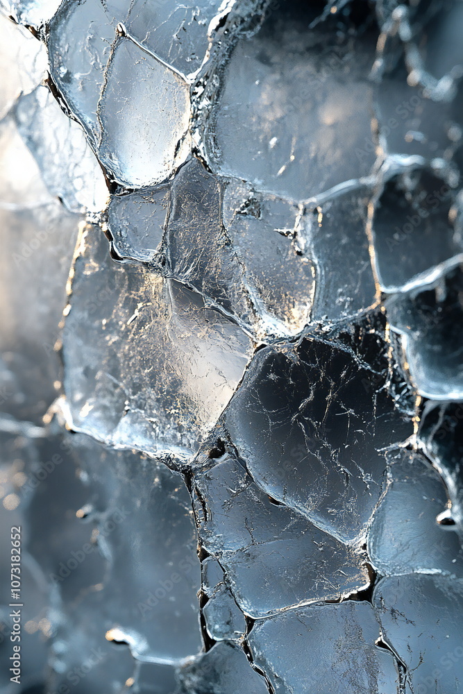 A close-up shot of ice, showcasing its intricate, crystalline structure and the way light plays through it. A close-up shot of ice, showcasing its intricate, crystalline structure and the way light plays through it.