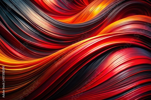 Abstract Brushstroke Dynamics in Black and Red - Curved Lines for Modern Artistic Design - Perfect for Contemporary Decor and Creative Projects