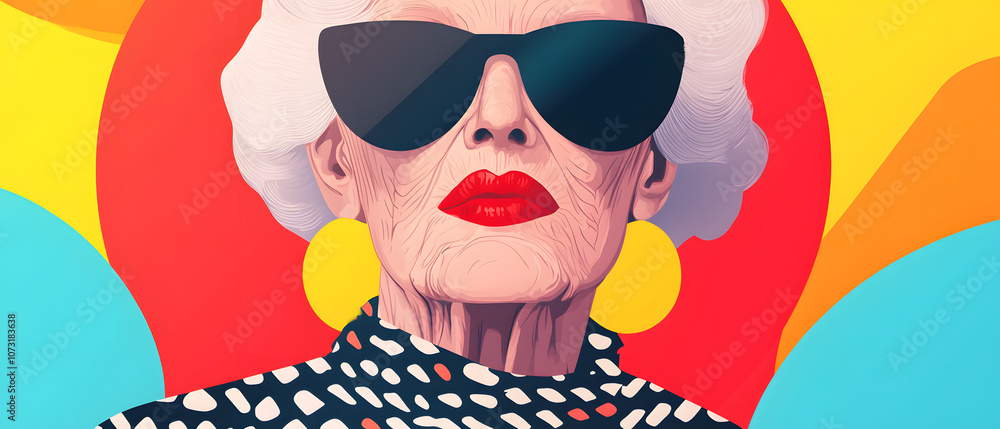 Bold and Beautiful Senior Woman in Sunglasses and Red Lipstick Bold and Beautiful Senior Woman in Sunglasses and Red Lipstick