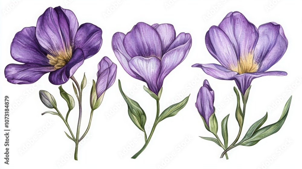 Beautiful Purple Freesia Flower Illustration Beautiful Purple Freesia Flower Illustration