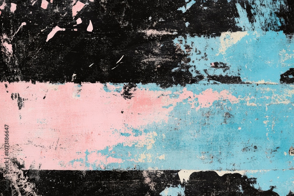 Fototapeta premium An abstract texture featuring vibrant colors of pink, blue, and black with a worn appearance.