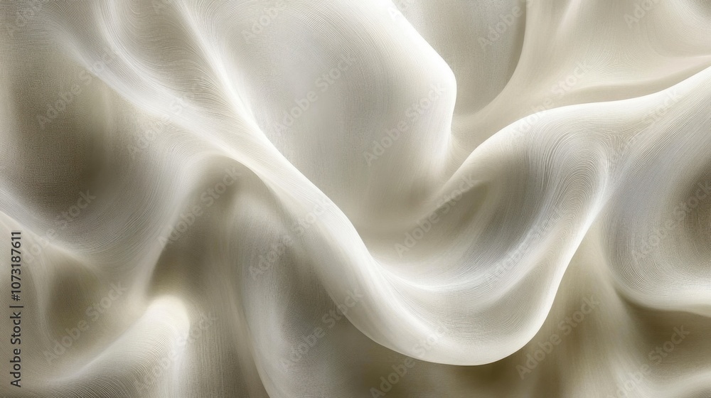 Obraz premium Abstract white background with soft, wavy patterns, creating a tranquil and elegant look