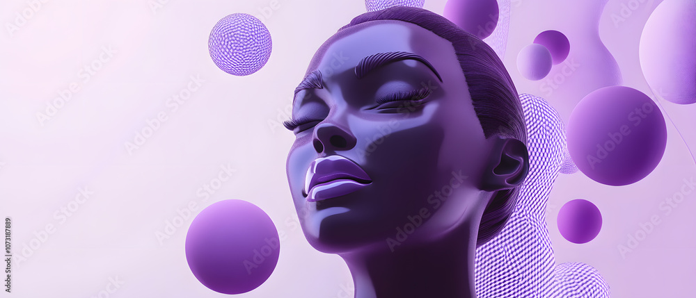Abstract Purple Woman with Geometric Shapes and Spheres Abstract Purple Woman with Geometric Shapes and Spheres