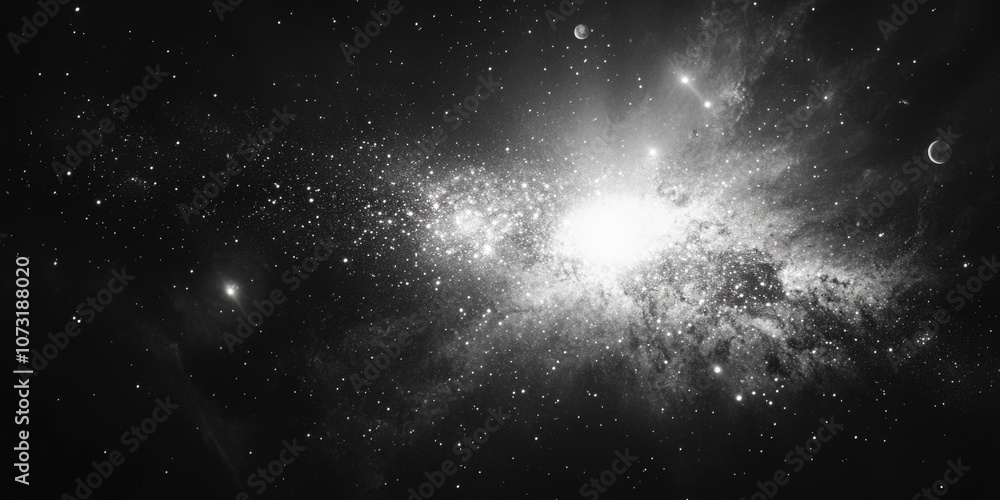 Naklejka premium Black and White Galaxy