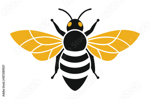 Bee silhouette black vector flat icon illustration