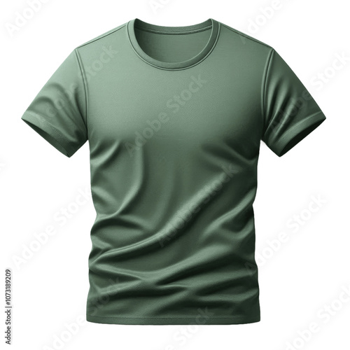 Plain Green t shirt mockup Blank male t shirt front view isolated on transparent background