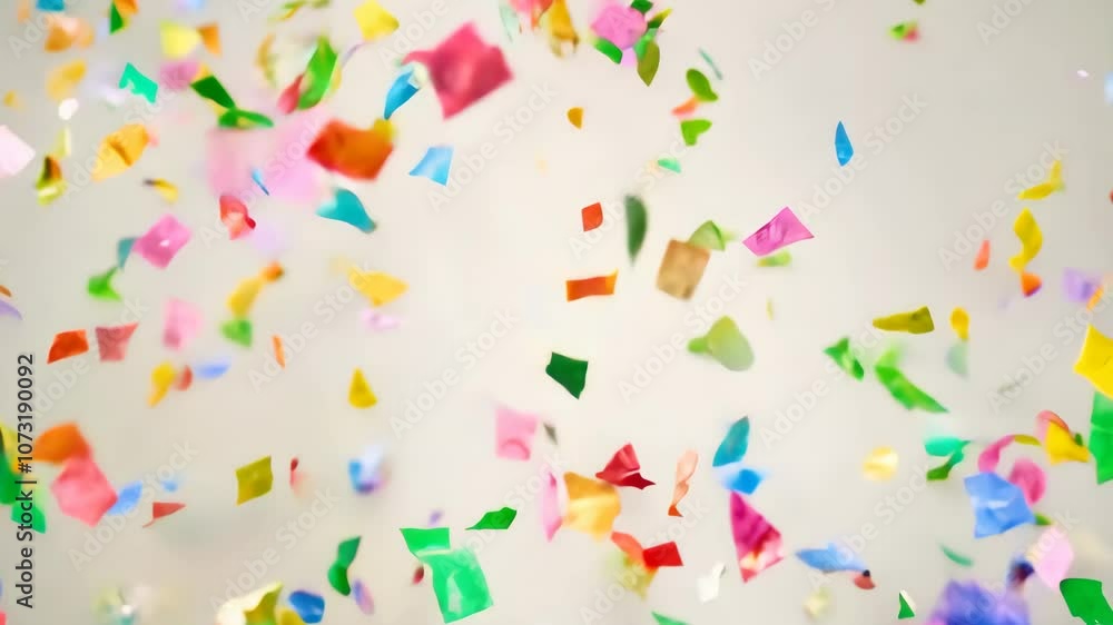 Bright confetti falls on a light background Bright confetti falls on a light background