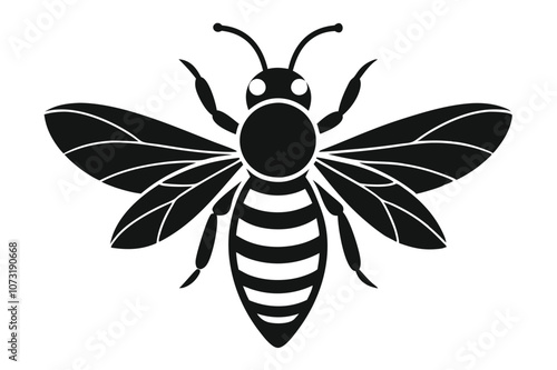 bee silhouette vector white background