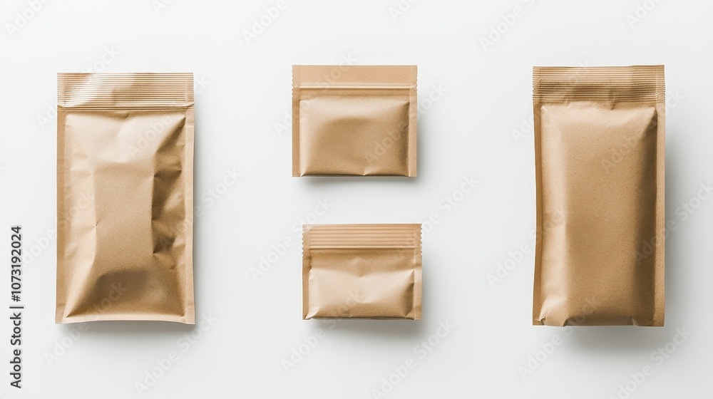 Eco-Friendly Compostable Packaging with Isolated Minimal Design on White Background Eco-Friendly Compostable Packaging with Isolated Minimal Design on White Background