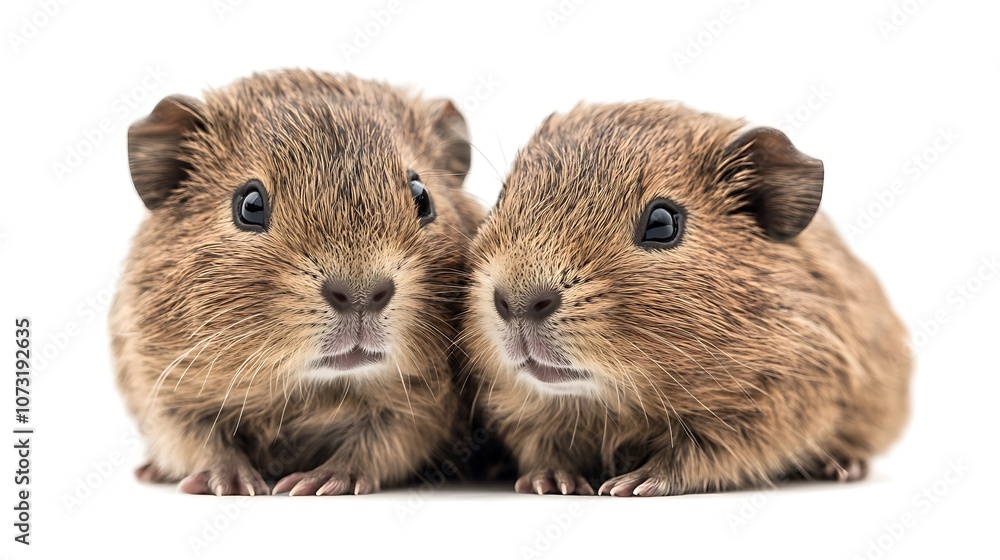 Two Adorable Baby Guinea Pigs Looking at Camera Two Adorable Baby Guinea Pigs Looking at Camera