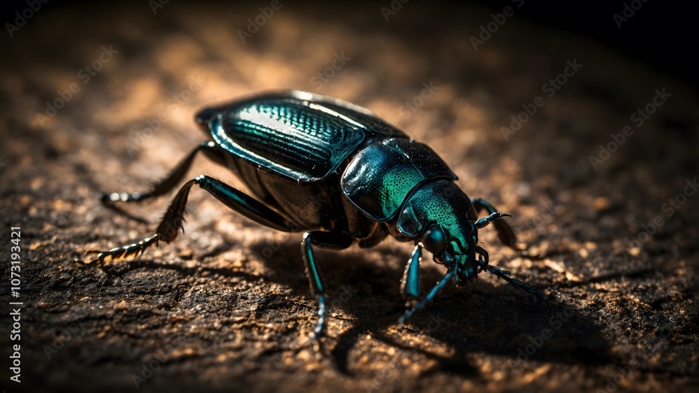 Luminous Patterns: Cosnard's Net-Winged Beetle Under Striking Light Luminous Patterns: Cosnard's Net-Winged Beetle Under Striking Light