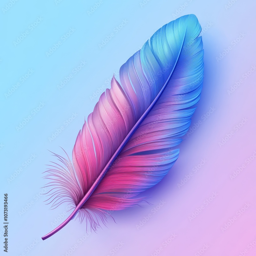 Vibrant Feather with Light Gradient Background Vibrant Feather with Light Gradient Background