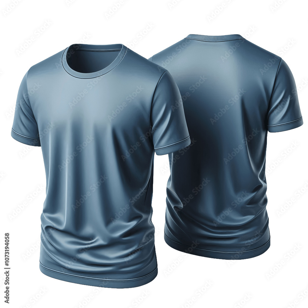 Two blank blue t shirts mockup front and back view isolated on transparent background Design template for print brand visual identity clothing advertisement Unisex short sleeve t Two blank blue t shirts mockup front and back view isolated on transparent background Design template for print brand visual identity clothing advertisement Unisex short sleeve t