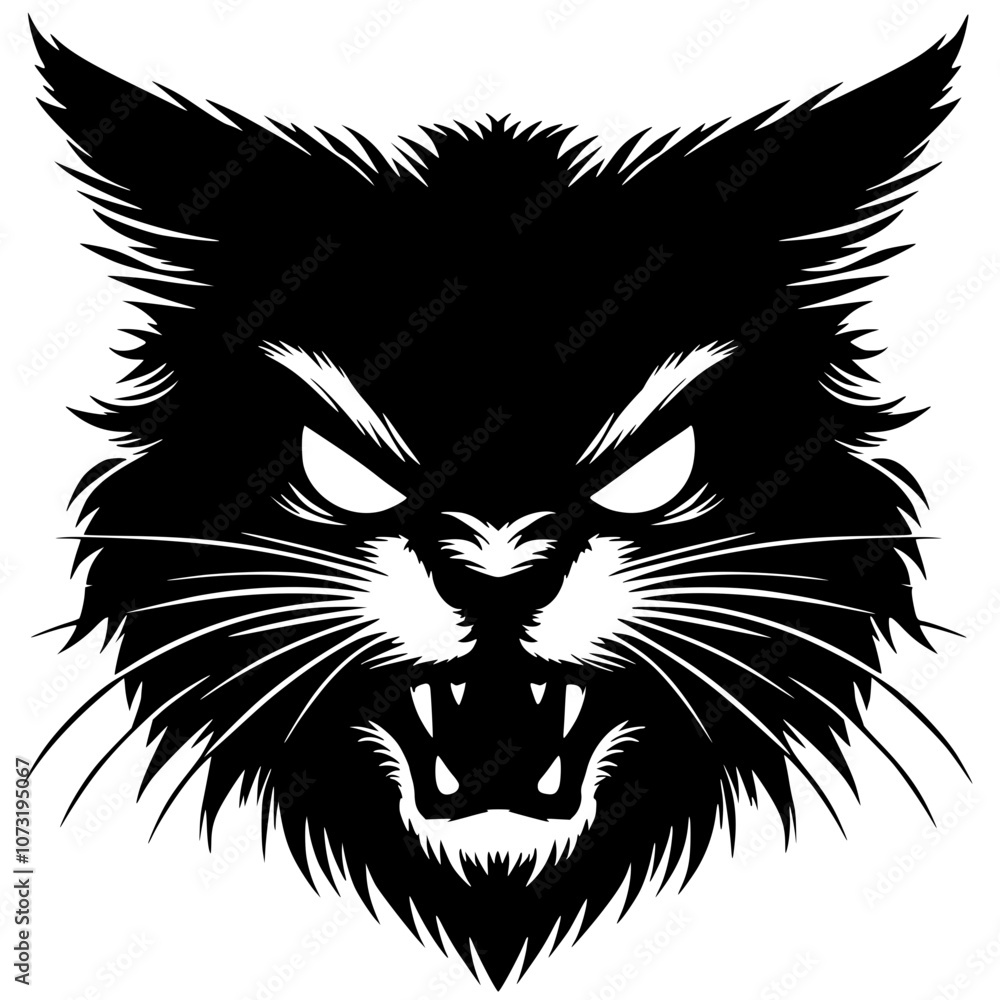 Obraz premium Angry cat face silhouette