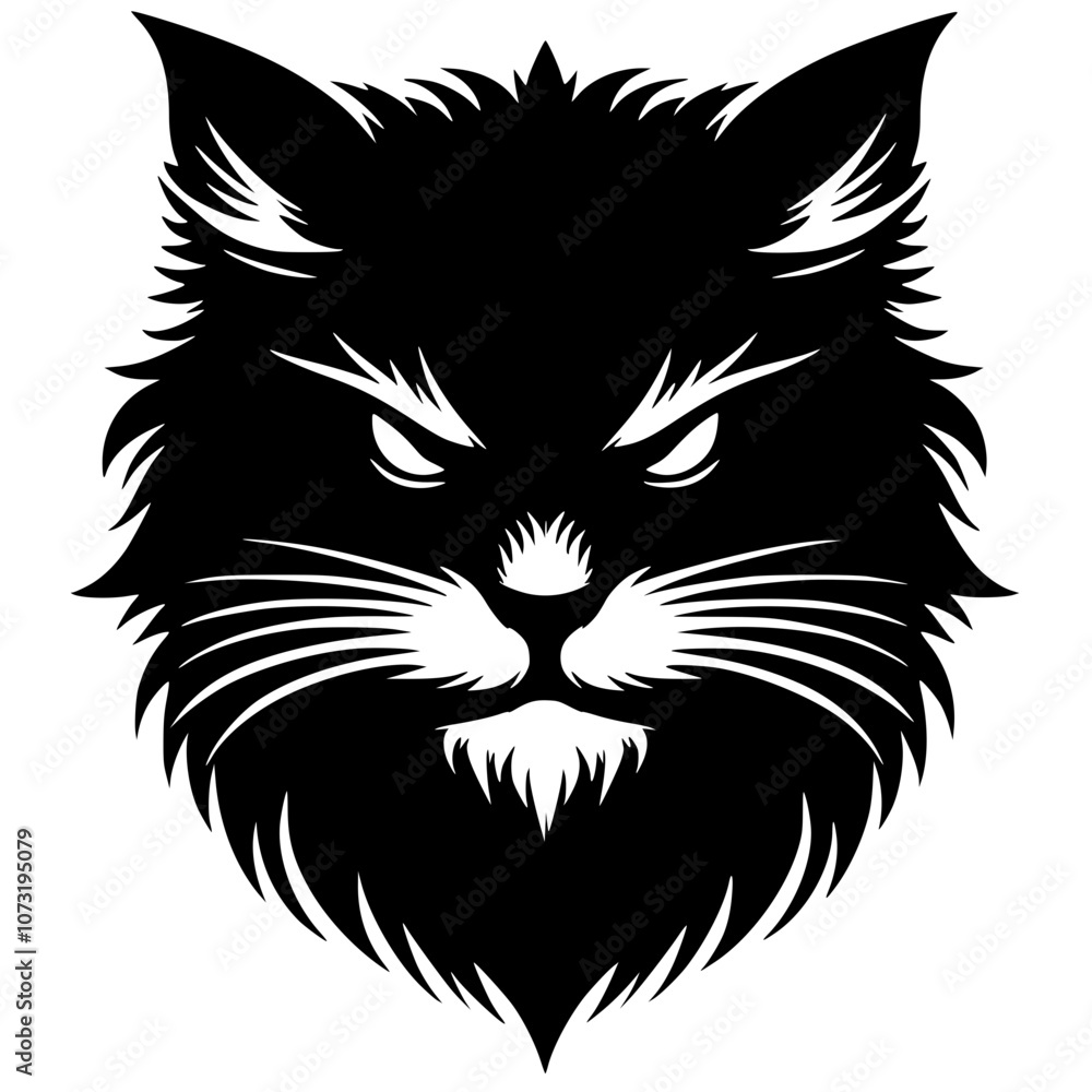 Angry cat face silhouette Angry cat face silhouette
