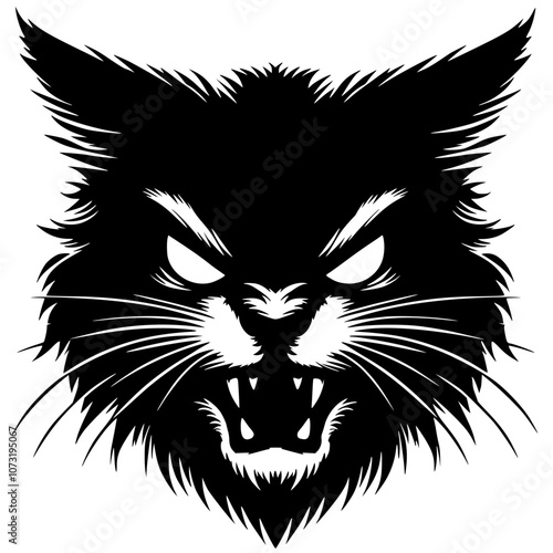 Angry cat face silhouette