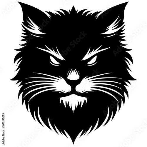 Angry cat face silhouette