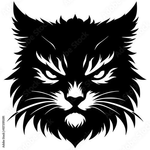 Angry cat face silhouette
