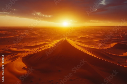 Djanet, Algeria Aerial View of Sahara Desert Sand Dunes at Sunset – Natural Beauty