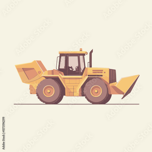 Yellow Loader Tractor with Raised Bucket