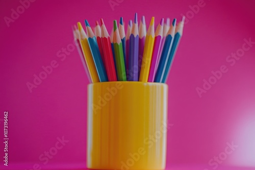 Colored Pencils in Yellow Cup