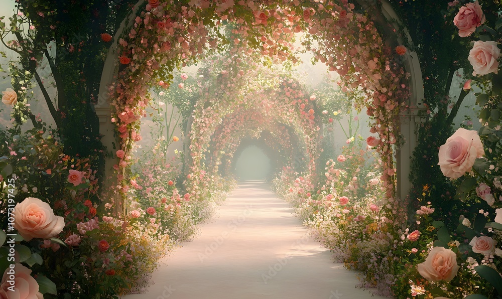 fantasy forest, a fairy forest, a forest of flowers,fairytale garden,generation AI