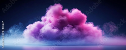 Abstract cloud of smoke illuminated by artificial purple light, dramatic swirls, high contrast, dynamic motion