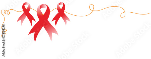 icon of three red ribbons about world aids day in red color