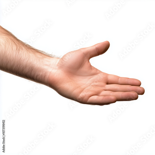 Obraz na płótnie An isolated human hand palm down rests on a white background, showcasing its natural position and anatomy in a minimalistic setting w salonie
